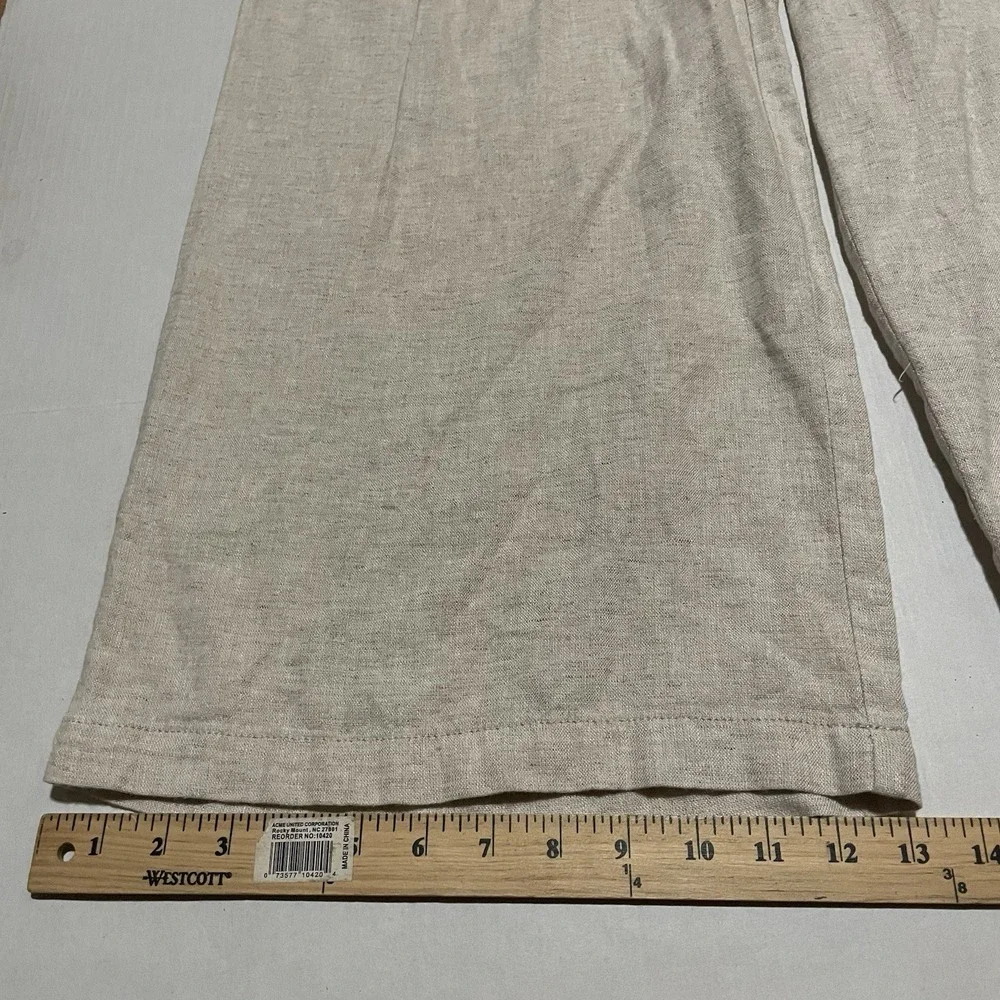 Banana Republic Linen Blend Pants Size 10 X 28.5 Women's Wide Leg Beige Paperbag